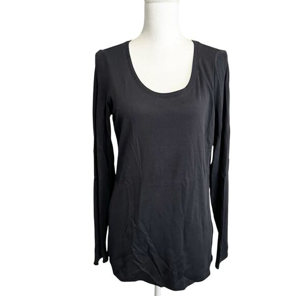 Eileen Fisher Womens Large Long Sleeve Tee Black Basic Casual Layering - Picture 1 of 5